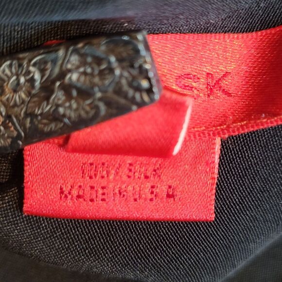 Shamask Black Minimalist Unstructured Open Front 100% Silk Jacket Size 3= 16-20 - Picture 9 of 11